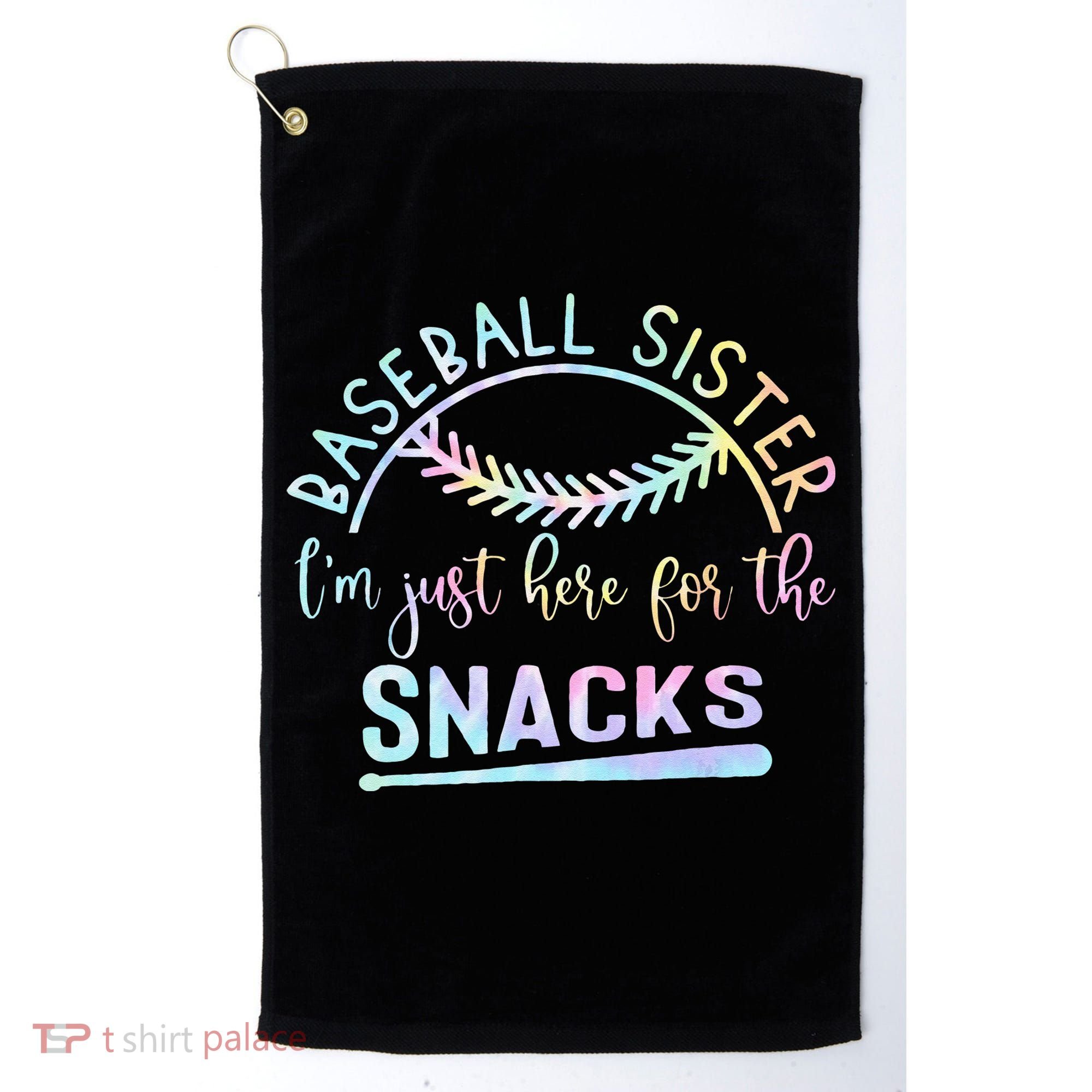 Baseball Sister Im Just Here For The Snacks Retro B Tie Dye Golf Towel
