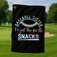 Baseball Sister Im Just Here For The Snacks Retro B Tie Dye Golf Towel thumb 1