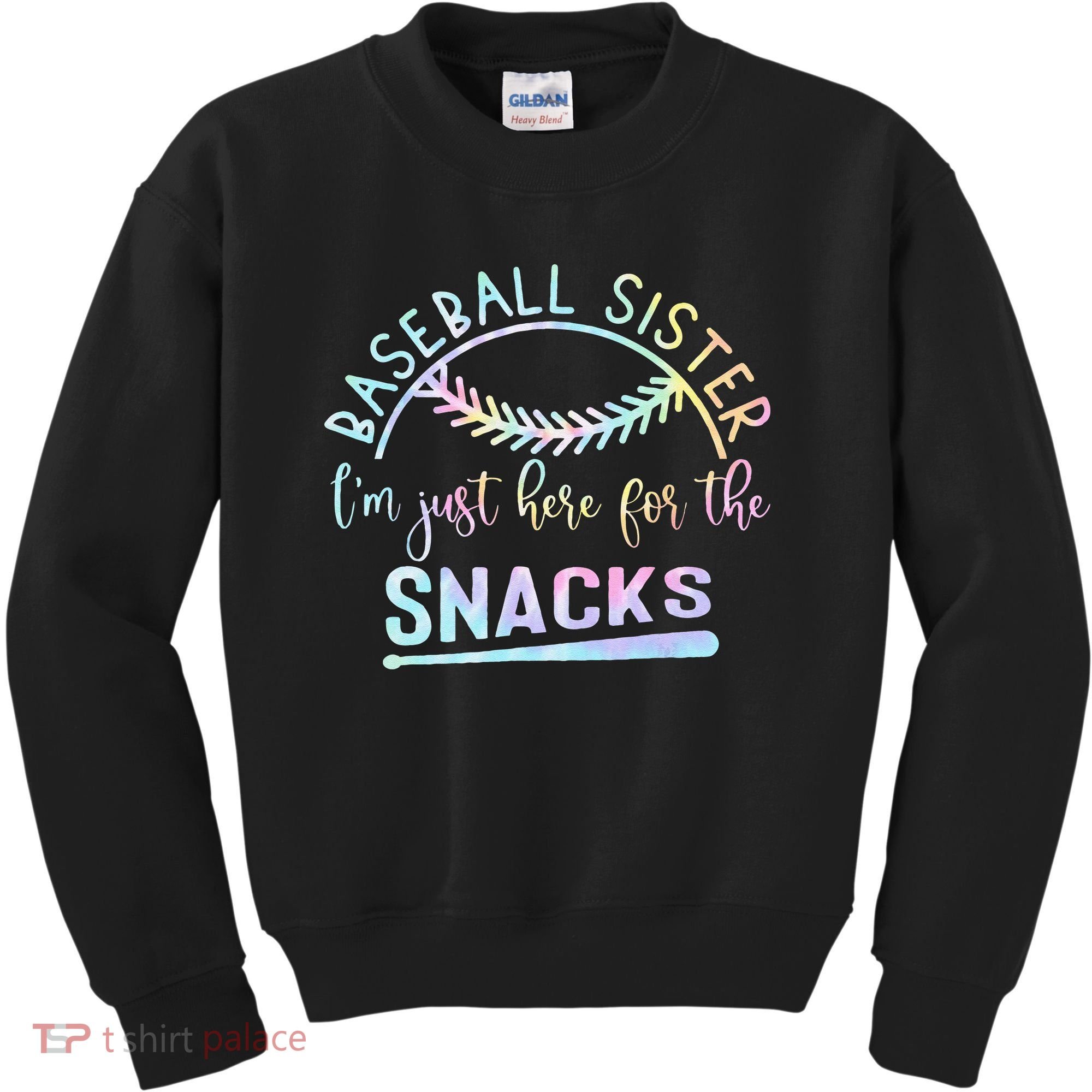 Baseball Sister Im Just Here For The Snacks Retro B Tie Dye Kids Sweatshirt