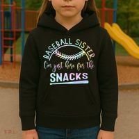 Baseball Sister Im Just Here For The Snacks Retro B Tie Dye Kids Hoodie thumb 3