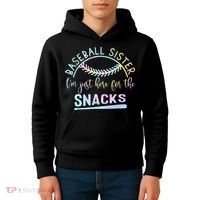 Baseball Sister Im Just Here For The Snacks Retro B Tie Dye Kids Hoodie thumb 4
