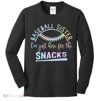 Baseball Sister Im Just Here For The Snacks Retro B Tie Dye Kids Long Sleeve Shirt thumb 0