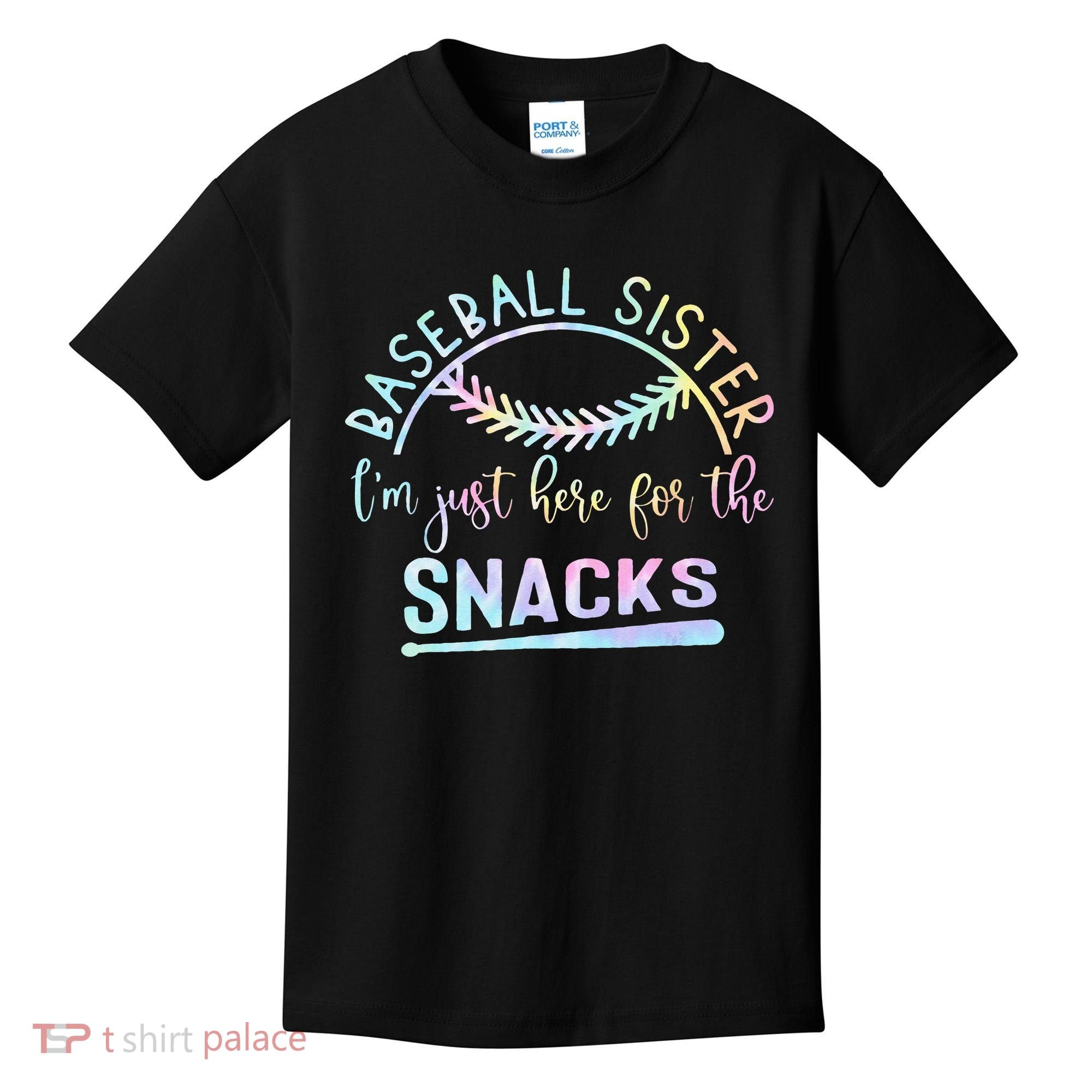 Baseball Sister Im Just Here For The Snacks Retro B Tie Dye Kids T-Shirt