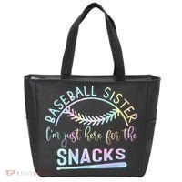 Baseball Sister Im Just Here For The Snacks Retro B Tie Dye Tote Bag thumb 0