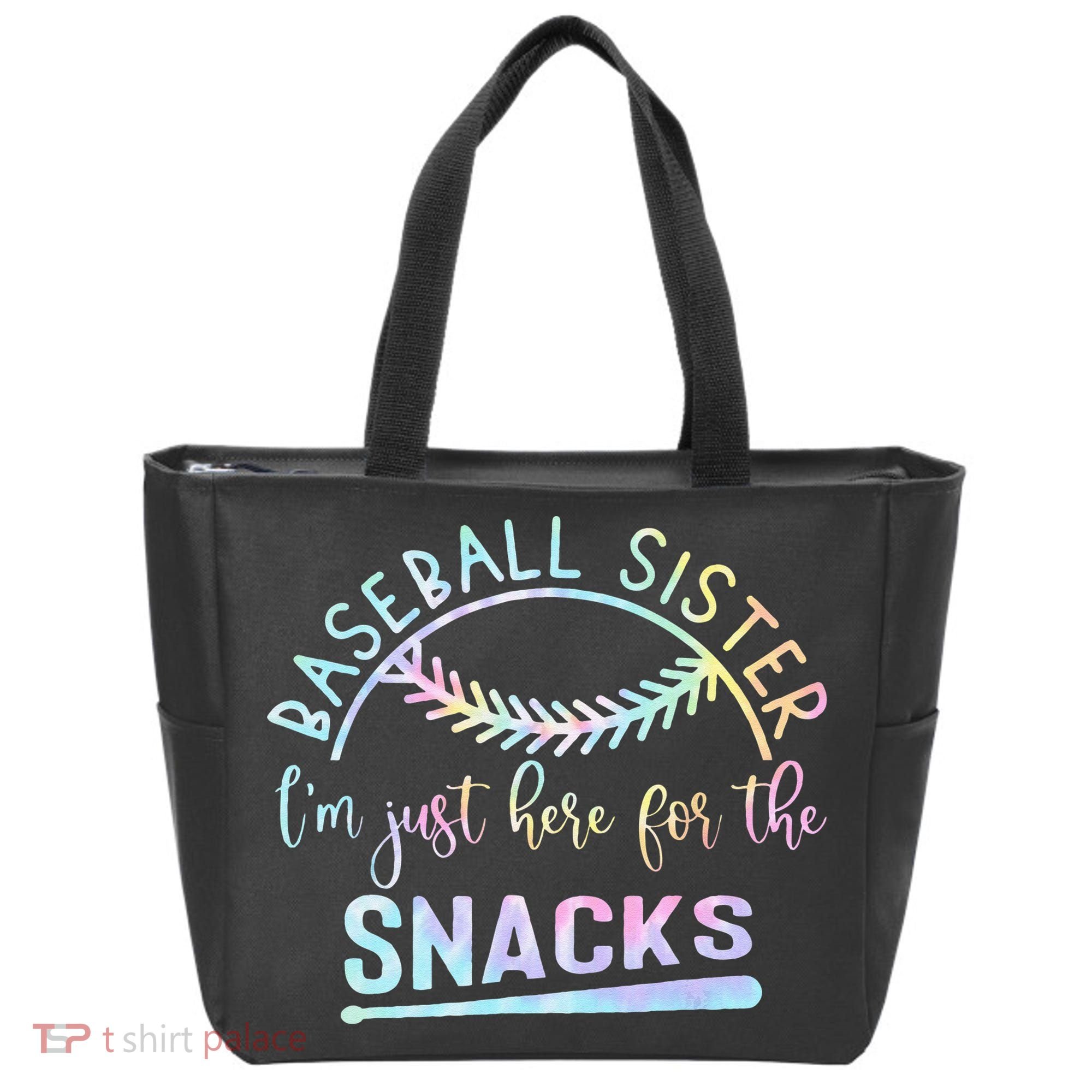 Baseball Sister Im Just Here For The Snacks Retro B Tie Dye Tote Bag