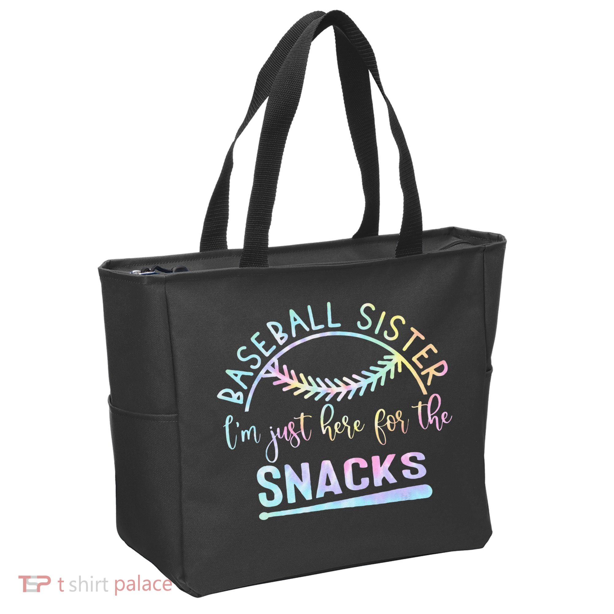 Baseball Sister Im Just Here For The Snacks Retro B Tie Dye Tote Bag