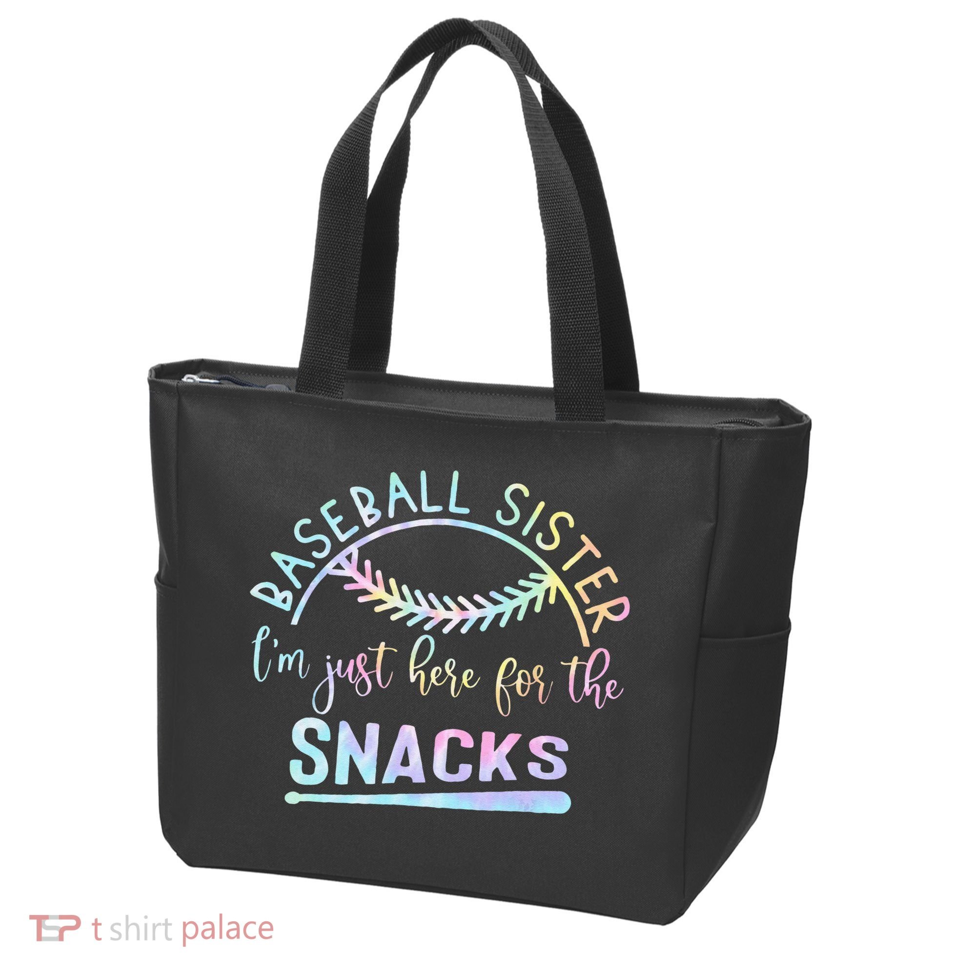 Baseball Sister Im Just Here For The Snacks Retro B Tie Dye Tote Bag
