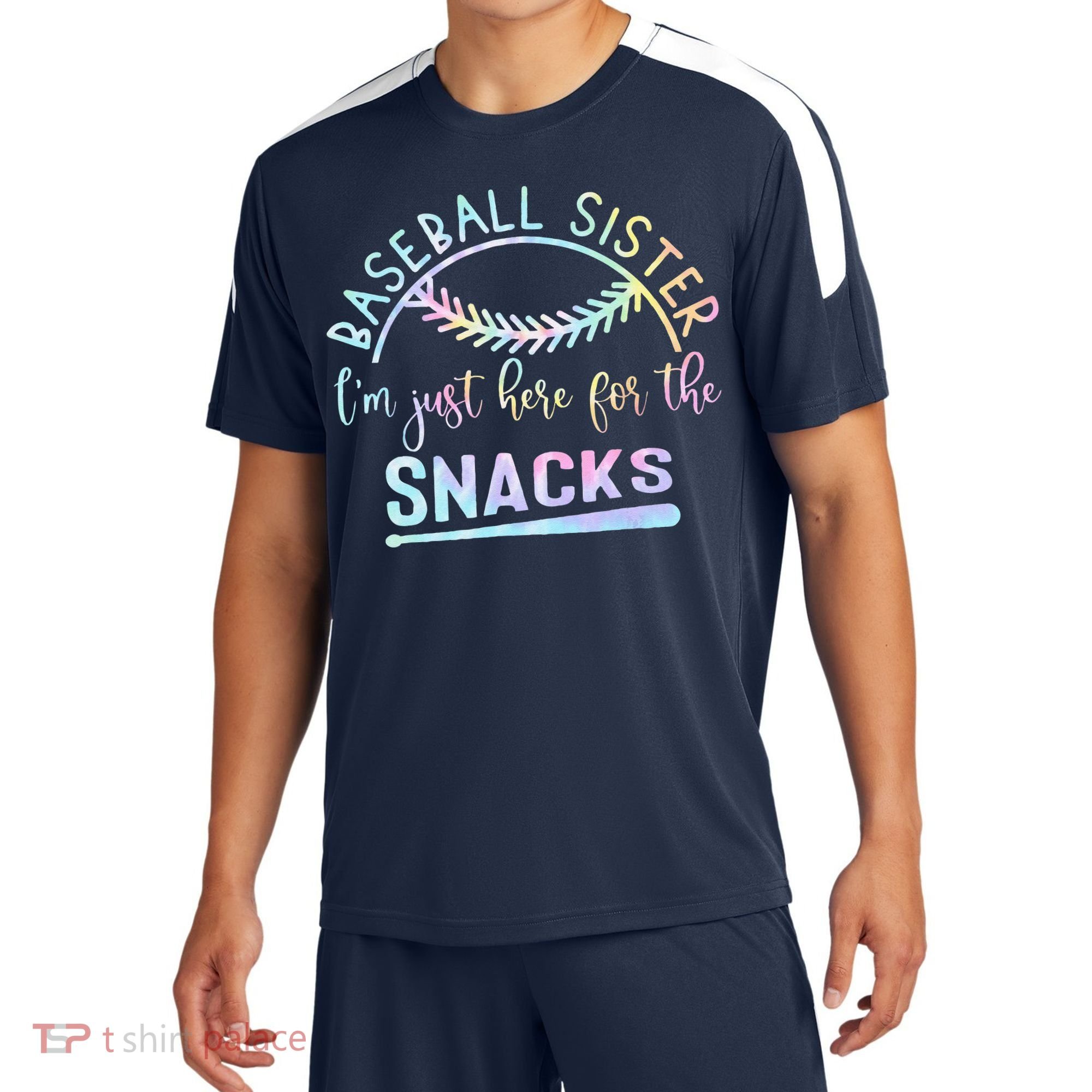 Baseball Sister Im Just Here For The Snacks Retro B Tie Dye Sport-Tek Competitor United Soccer Jersey