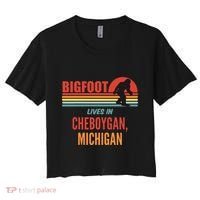 Bigfoot Sighting In Cheboygan Michigan Women's Crop Top Tee thumb 0