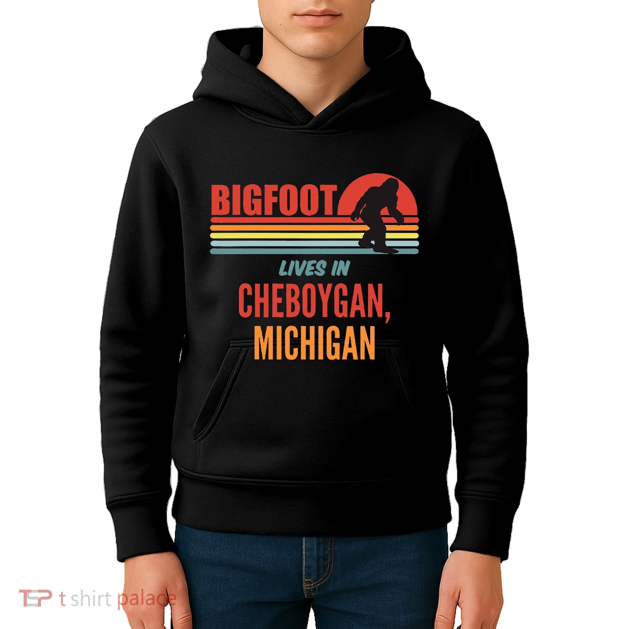 Bigfoot Sighting In Cheboygan Michigan Kids Hoodie
