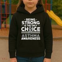 Being Strong Is The Only Choice Asthma Awareness Kids Hoodie thumb 3