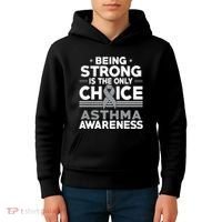 Being Strong Is The Only Choice Asthma Awareness Kids Hoodie thumb 4