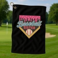 Baseball Sister Ice Cream Drip Golf Towel thumb 1