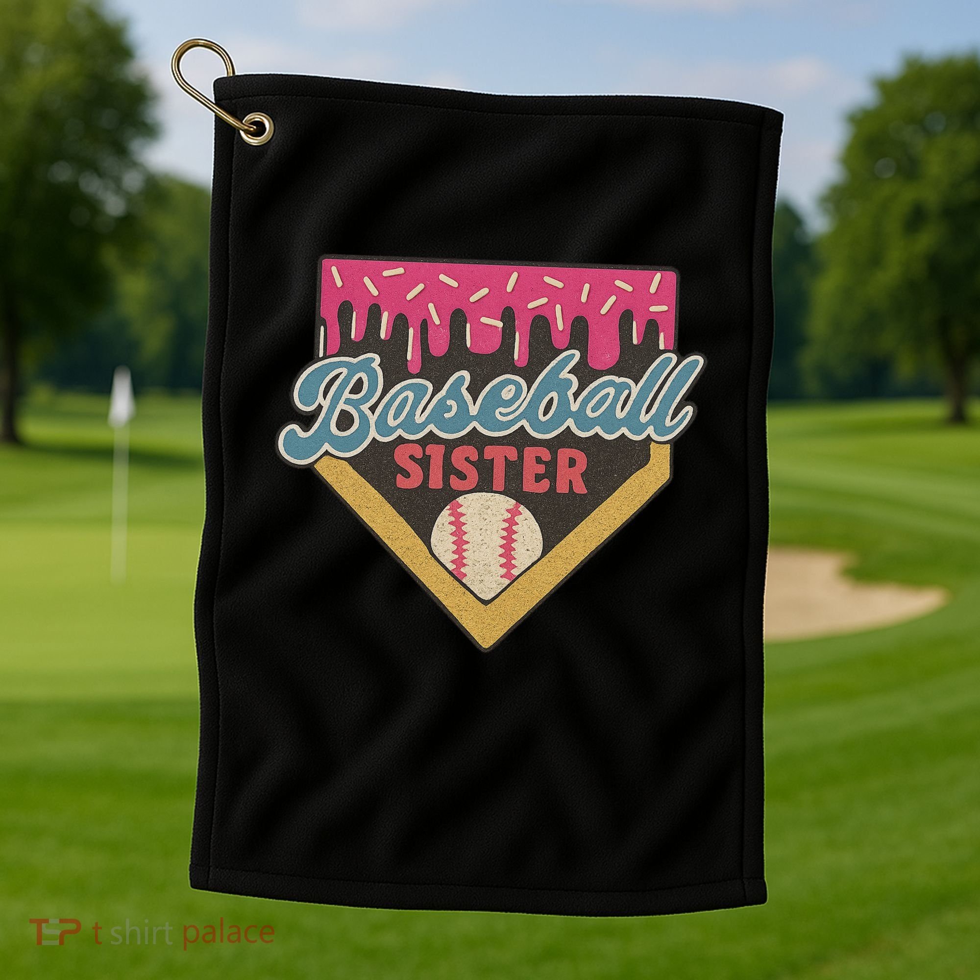 Baseball Sister Ice Cream Drip Golf Towel