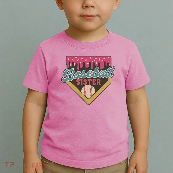 Baseball Sister Ice Cream Drip Toddler T-Shirt