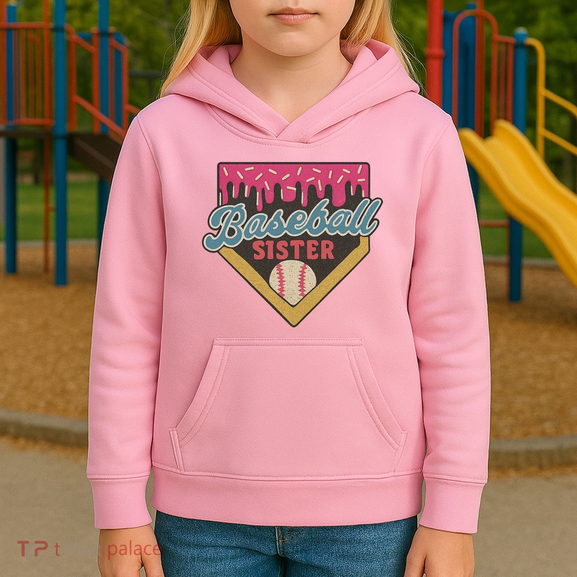 Baseball Sister Ice Cream Drip Kids Hoodie