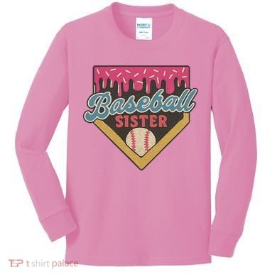 Baseball Sister Ice Cream Drip Kids Long Sleeve Shirt