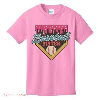 Baseball Sister Ice Cream Drip Kids T-Shirt