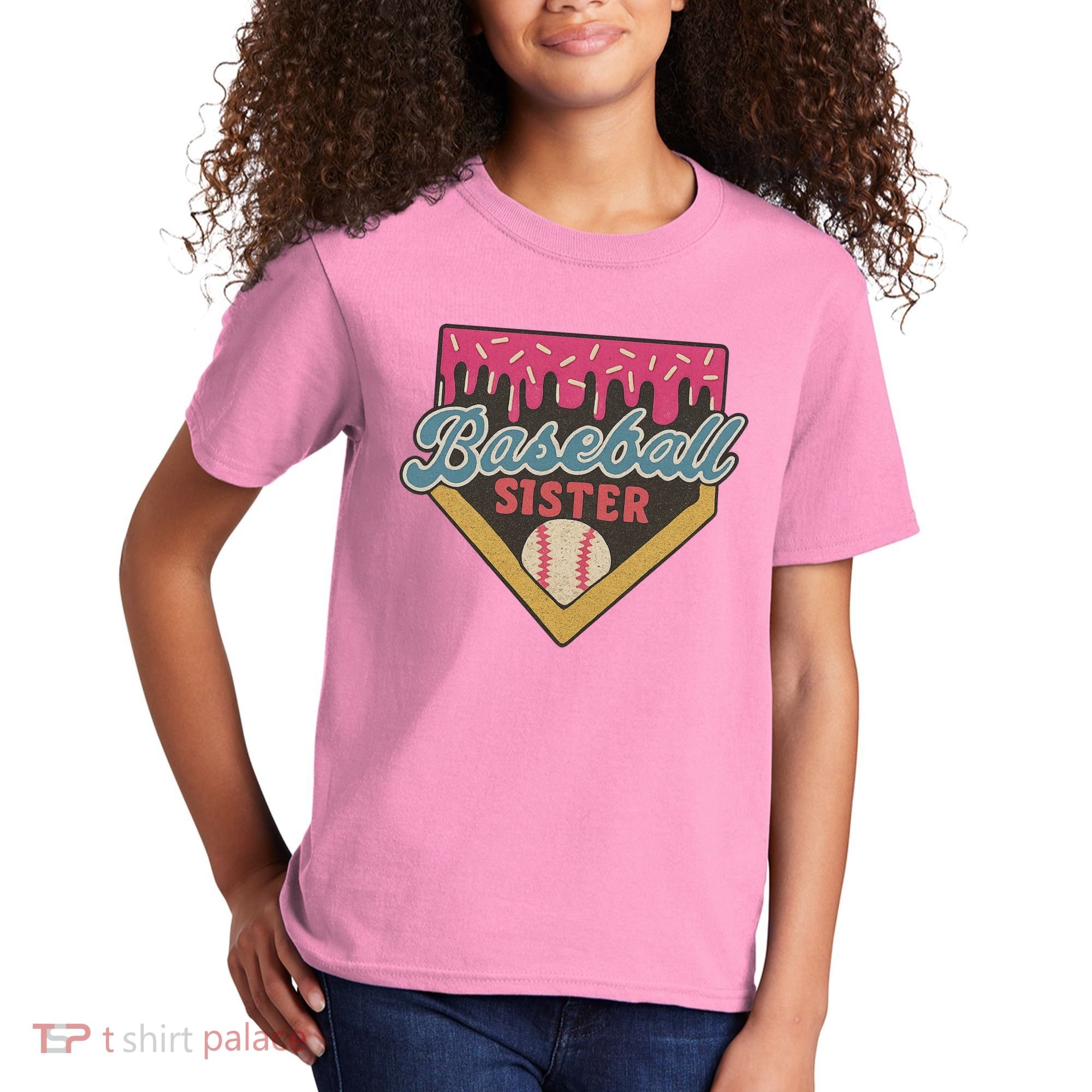 Baseball Sister Ice Cream Drip Kids T-Shirt