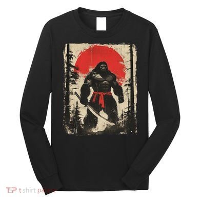 Bigfoot Samurai Japanese Sword Sasquatch Long Sleeve Shirt