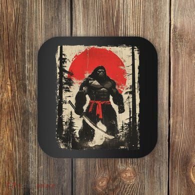 Bigfoot Samurai Japanese Sword Sasquatch Coaster