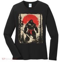 Bigfoot Samurai Japanese Sword Sasquatch Women's Long Sleeve Shirt thumb 0