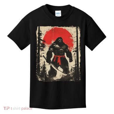 Bigfoot Samurai Japanese Sword Sasquatch Kids T-Shirt