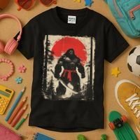 Bigfoot Samurai Japanese Sword Sasquatch Kids T-Shirt thumb 3