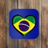 Brazil Soccer Jersey Brazilian Flag Funny Boy Gift Coaster thumb 0