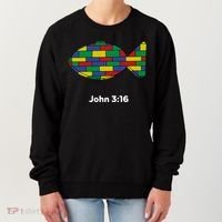 Brick Science John 3:16 – Christian Faith With Fish Symbol, Bible Verse Apparel Women's Sweatshirt thumb 0