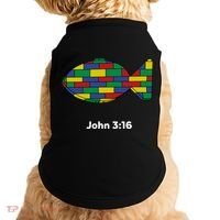 Brick Science John 3:16 – Christian Faith With Fish Symbol, Bible Verse Apparel Doggie Tank thumb 0