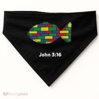 Brick Science John 3:16 – Christian Faith With Fish Symbol, Bible Verse Apparel USA-Made Doggie Bandana thumb 0