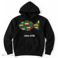 Brick Science John 3:16 – Christian Faith With Fish Symbol, Bible Verse Apparel Hoodie thumb 0