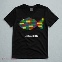 Brick Science John 3:16 – Christian Faith With Fish Symbol, Bible Verse Apparel T-Shirt thumb 5