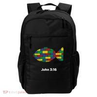 Brick Science John 3:16 – Christian Faith With Fish Symbol, Bible Verse Apparel Backpack thumb 0