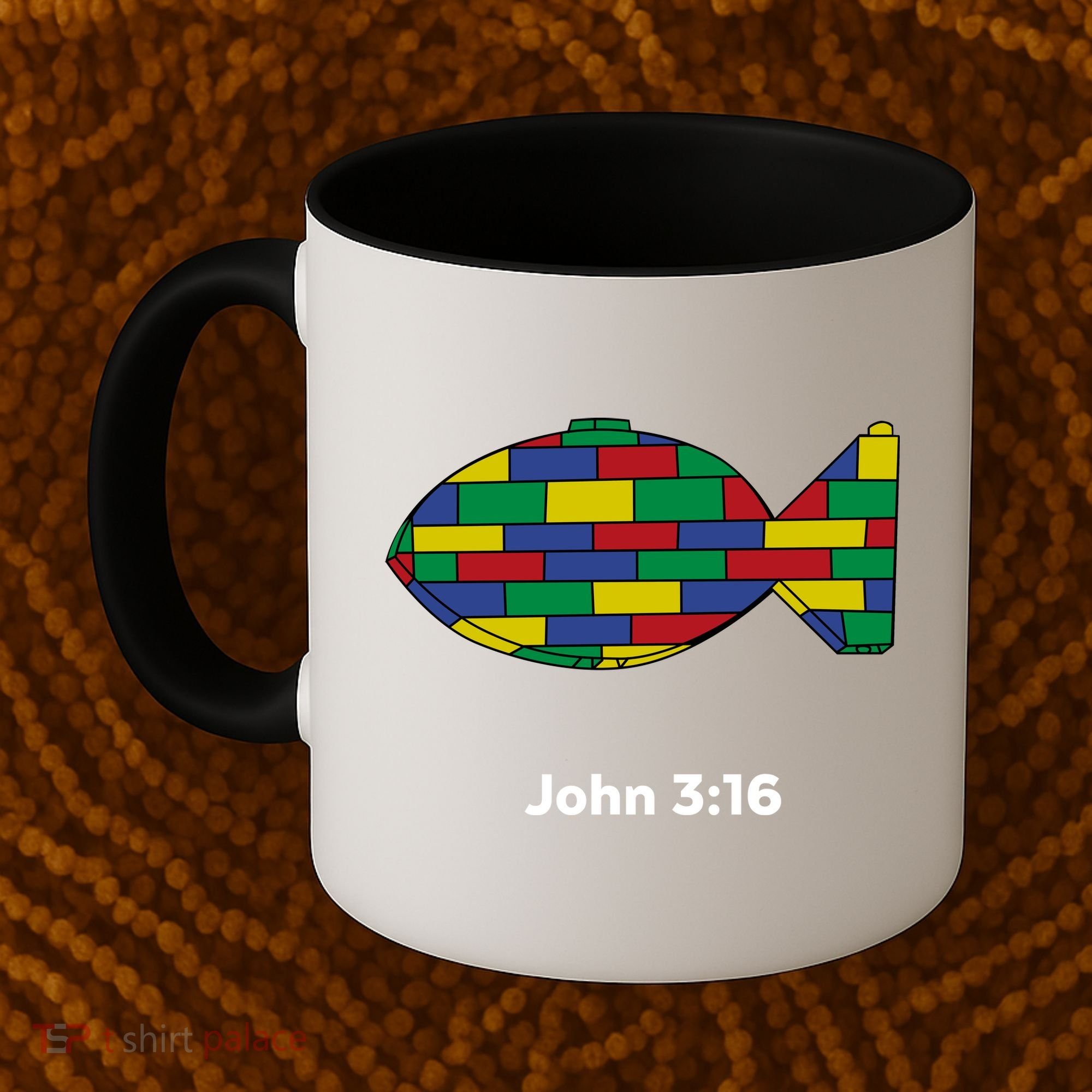 Brick Science John 3:16 – Christian Faith With Fish Symbol, Bible Verse Apparel Coffee Mug