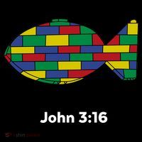 Brick Science John 3:16 – Christian Faith With Fish Symbol, Bible Verse Apparel Coffee Mug thumb 5