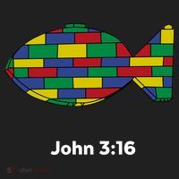 Brick Science John 3:16 – Christian Faith With Fish Symbol, Bible Verse Apparel Beanie thumb 2