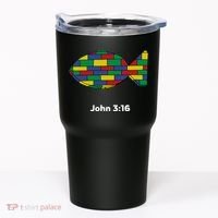 Brick Science John 3:16 – Christian Faith With Fish Symbol, Bible Verse Apparel Tumbler thumb 0