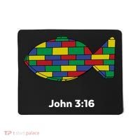 Brick Science John 3:16 – Christian Faith With Fish Symbol, Bible Verse Apparel Mousepad thumb 0