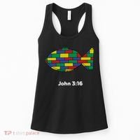 Brick Science John 3:16 – Christian Faith With Fish Symbol, Bible Verse Apparel Women's Tank Top thumb 0