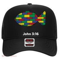 Brick Science John 3:16 – Christian Faith With Fish Symbol, Bible Verse Apparel Hat thumb 0