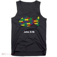 Brick Science John 3:16 – Christian Faith With Fish Symbol, Bible Verse Apparel Tank Top thumb 0