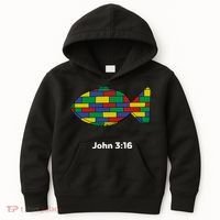 Brick Science John 3:16 – Christian Faith With Fish Symbol, Bible Verse Apparel Kids Hoodie thumb 0