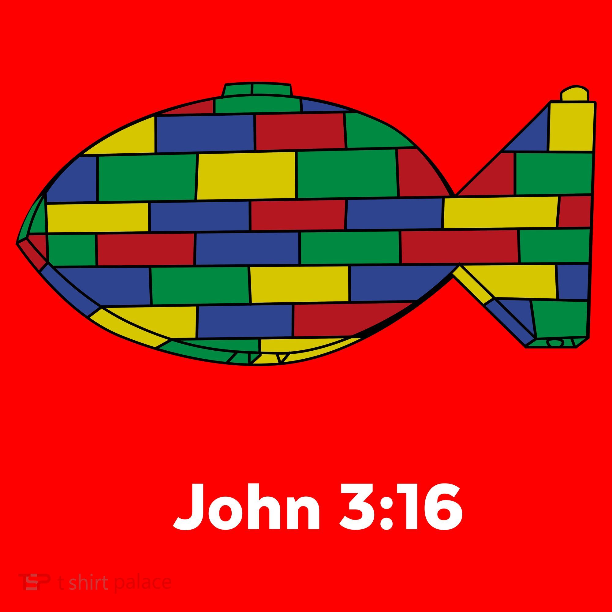 Brick Science John 3:16 – Christian Faith With Fish Symbol, Bible Verse Apparel Santa Hat