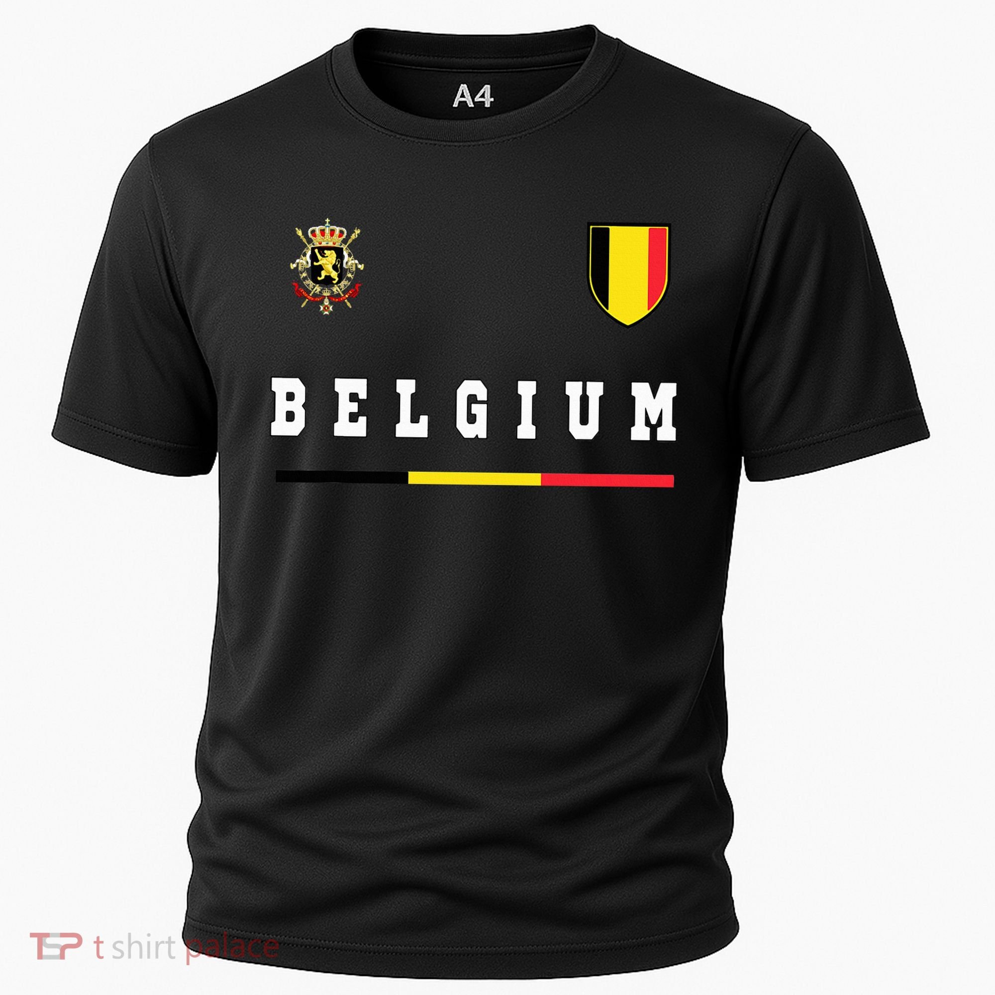 Belgium Sportssoccer Jersey Flag Cooling Performance Crew T-Shirt