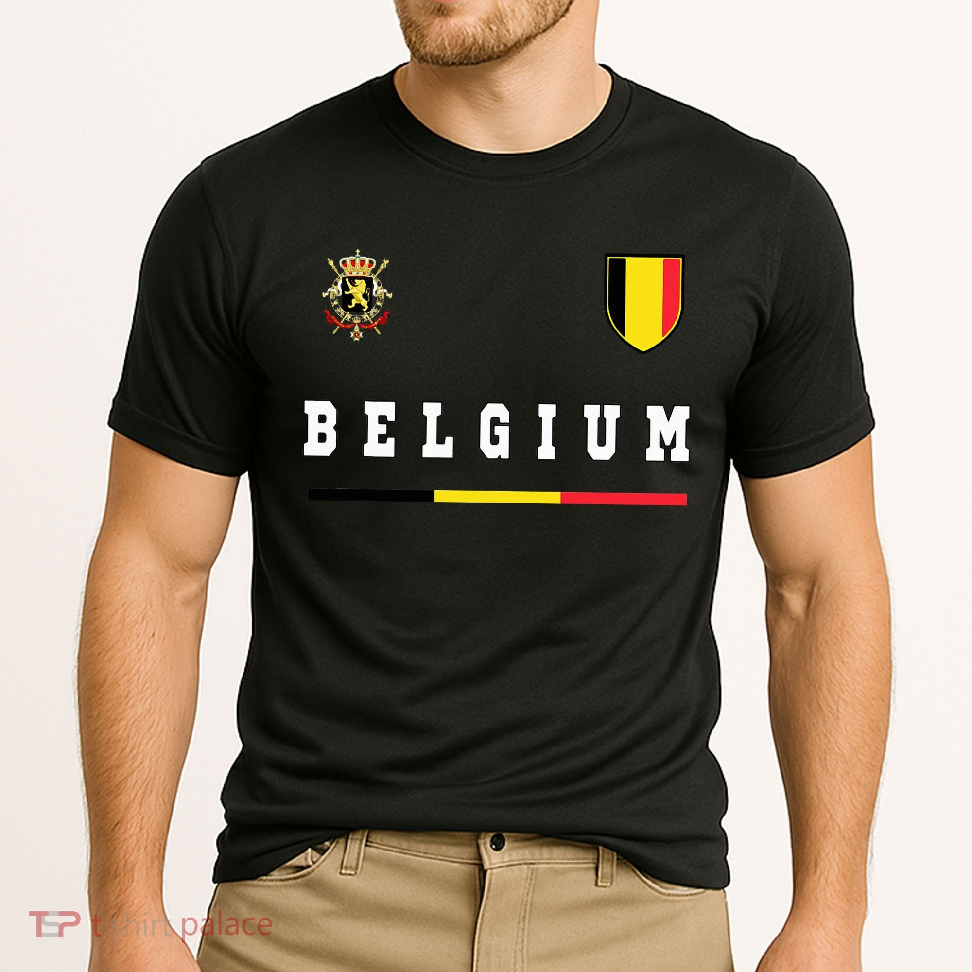 Belgium Sportssoccer Jersey Flag Cooling Performance Crew T-Shirt