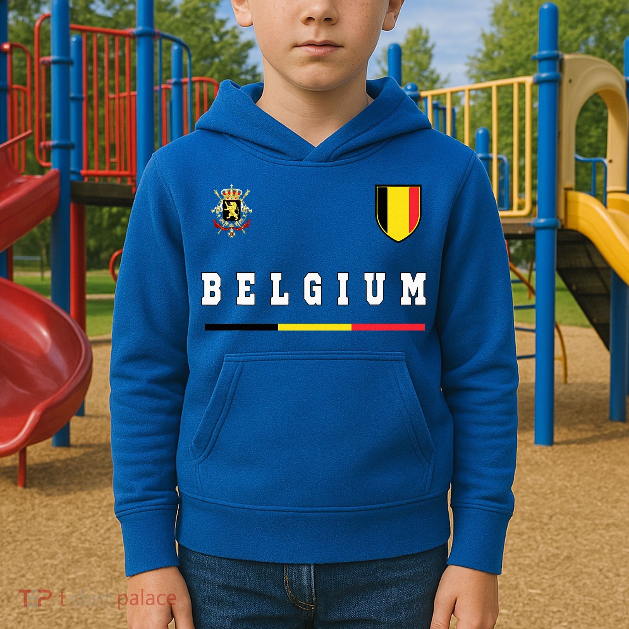 Belgium Sportssoccer Jersey Flag Kids Hoodie