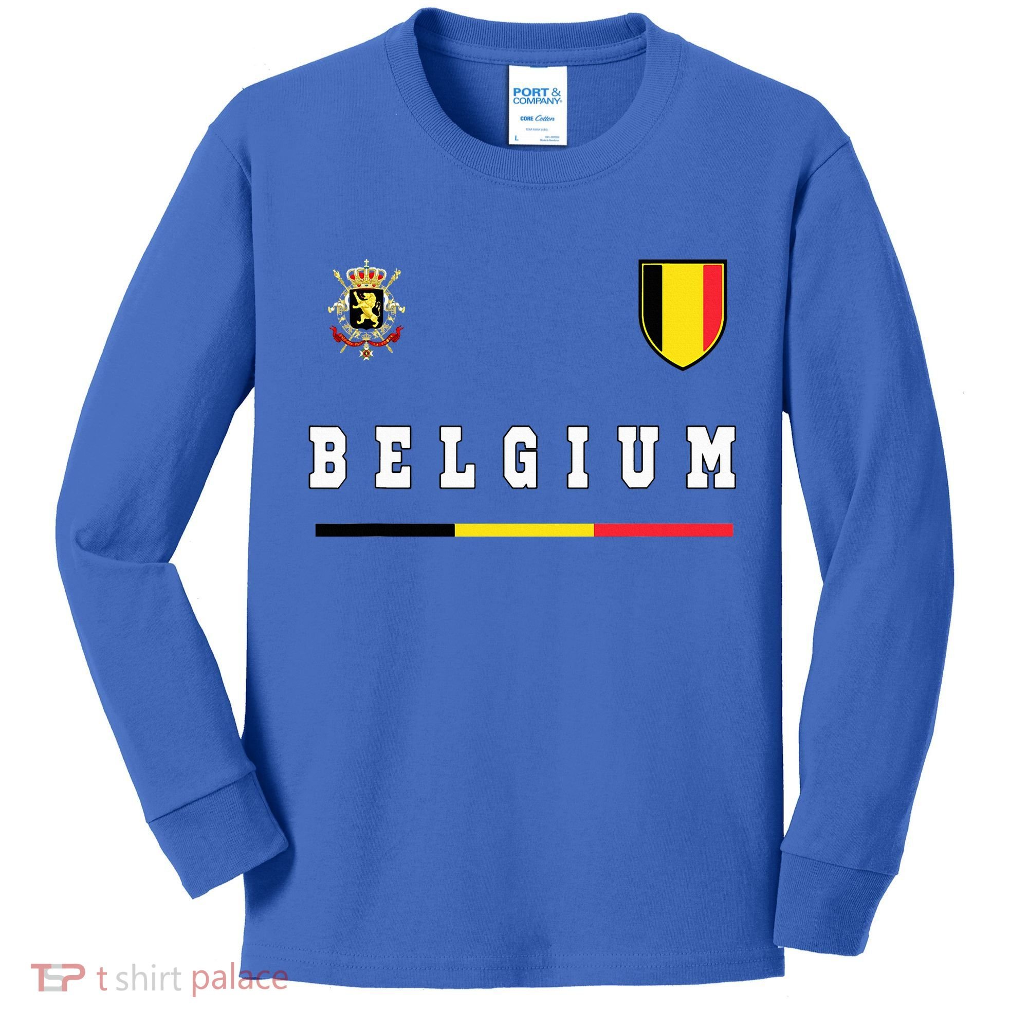 Belgium Sportssoccer Jersey Flag Kids Long Sleeve Shirt