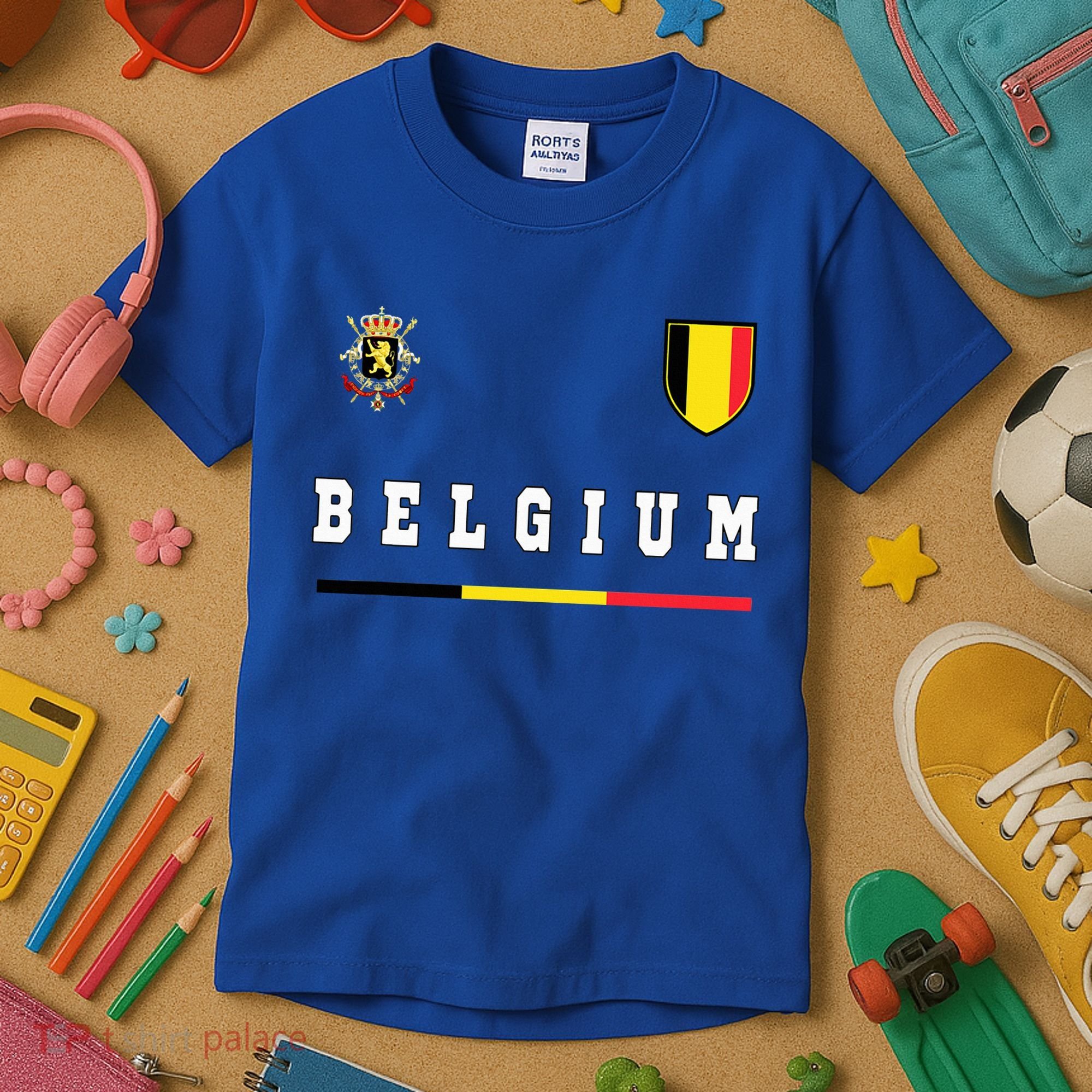Belgium Sportssoccer Jersey Flag Kids T-Shirt